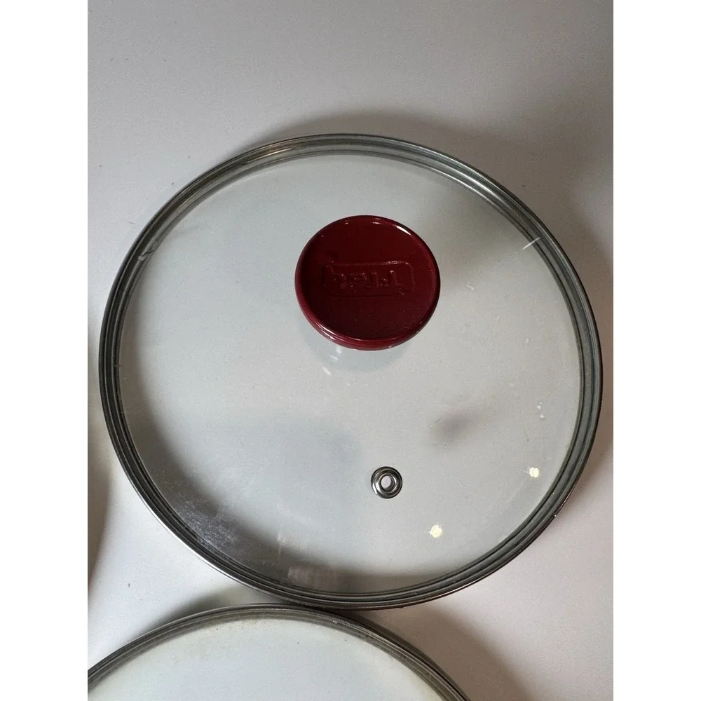 Replacement T-FAL Glass Lid Covers Top RED Handle Vent Hole Set Of 3